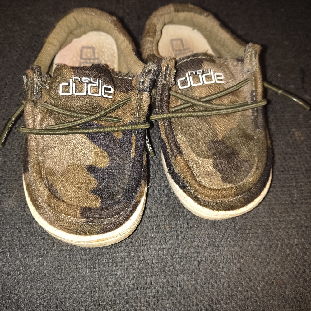Hey Dude Kids Moccasins in Camo Brown and Green